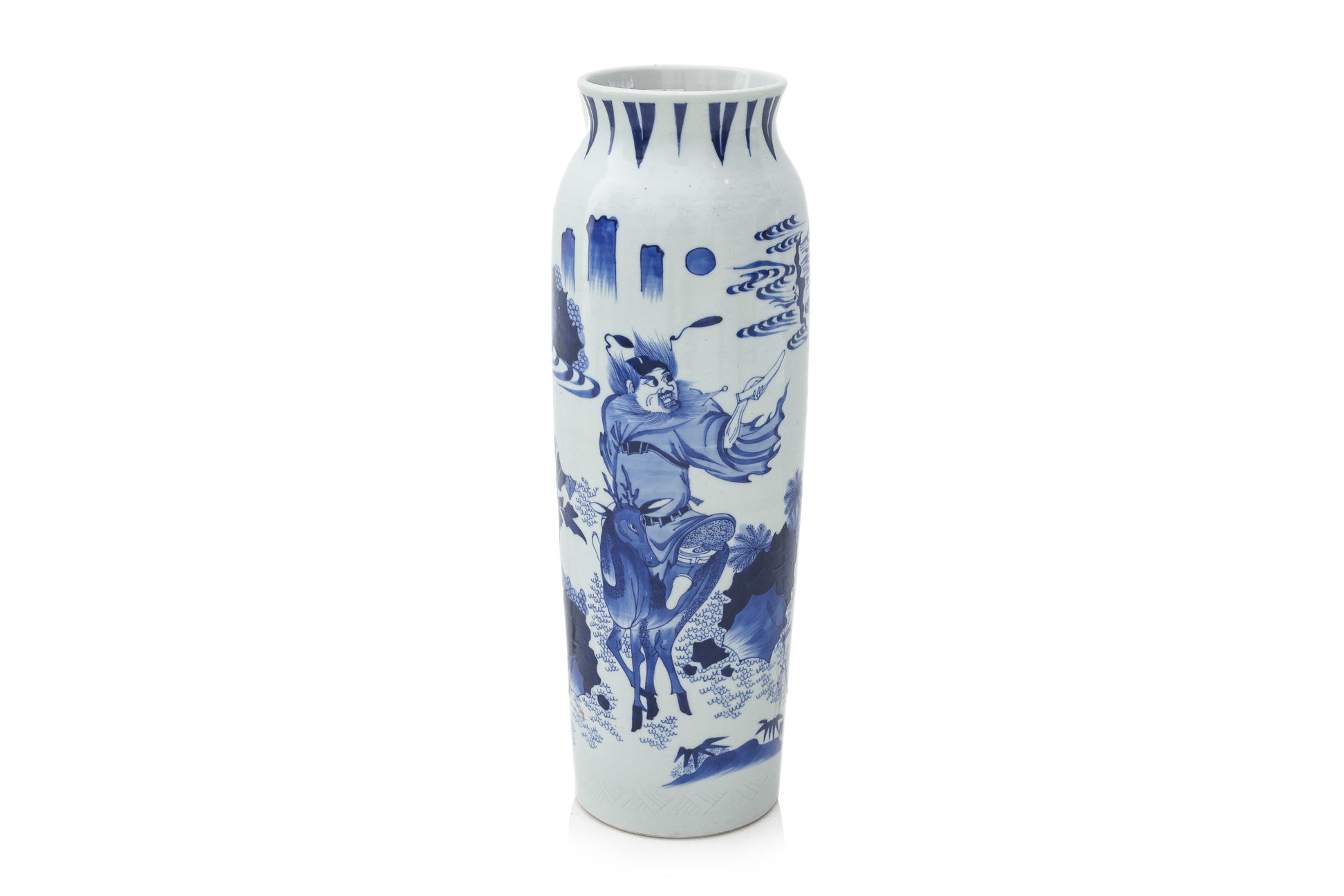 A BLUE AND WHITE 'ZHONG KUI' SLEEVE VASE