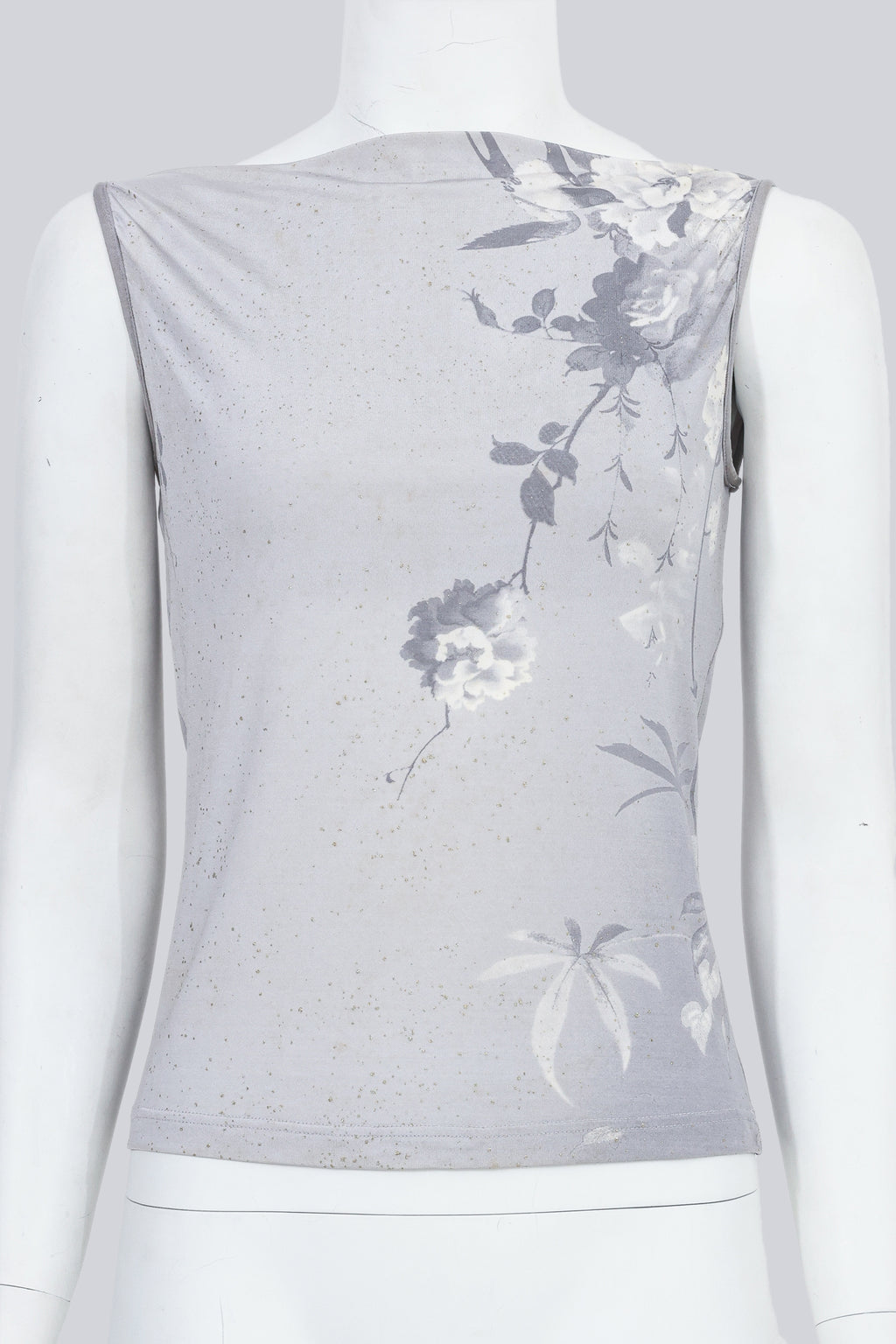 ROBERTO CAVALLI - A LILAC GREY FLORAL TOP