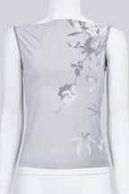 ROBERTO CAVALLI - A LILAC GREY FLORAL TOP