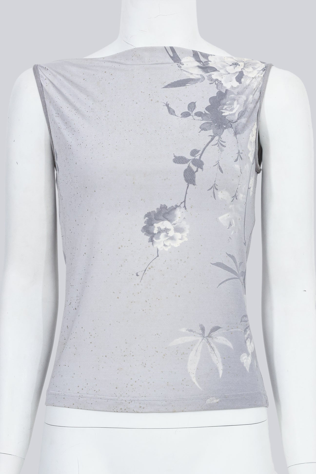 ROBERTO CAVALLI - A LILAC GREY FLORAL TOP