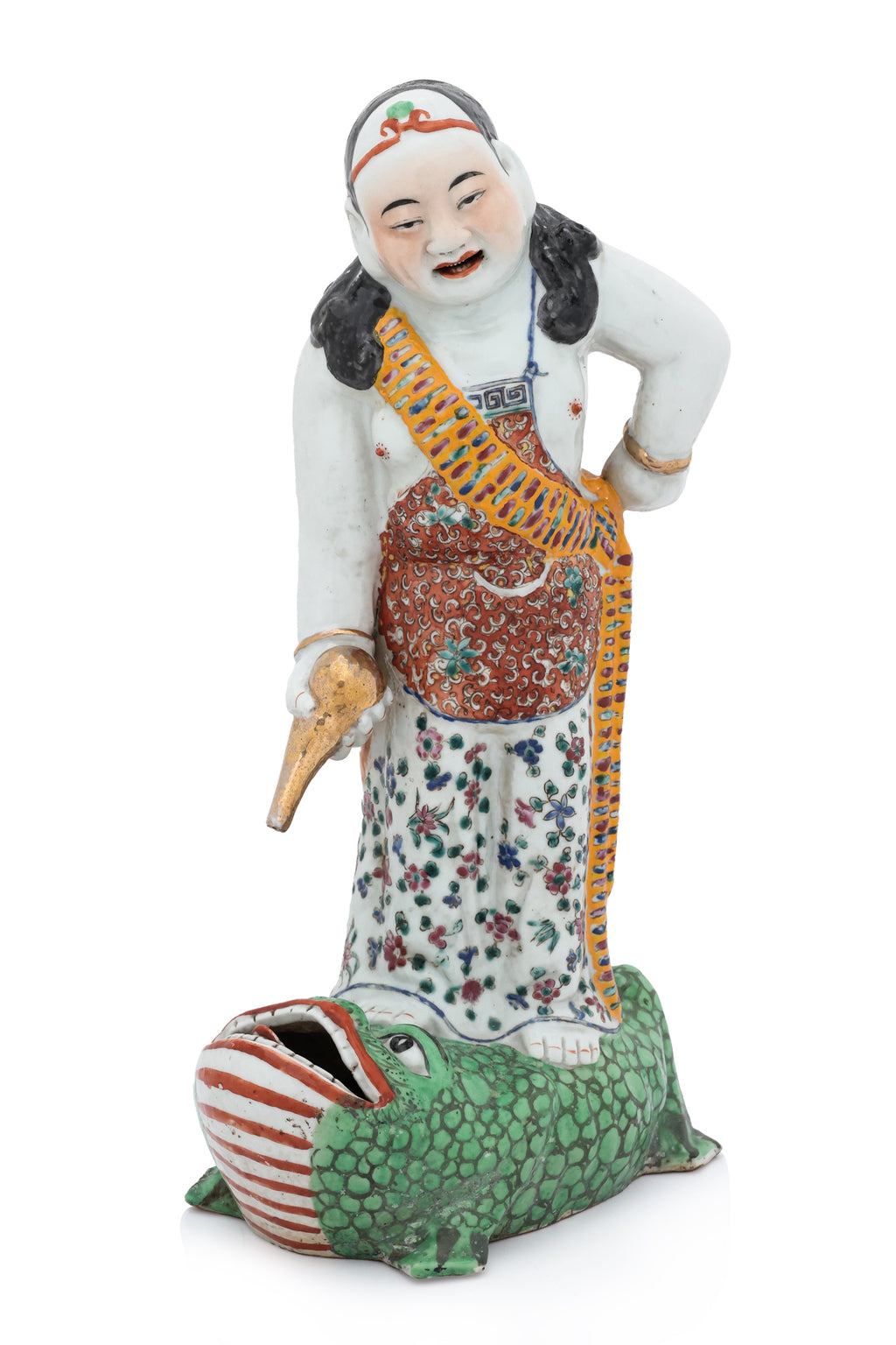 A FAMILLE ROSE PORCELAIN FIGURE OF LIU HAI