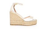 STUART WEITZMAN - A PAIR OF NIDISTVURVE ESPADRILLE WEDGES IN PLATINUM COLOUR
