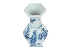 A CHINESE YUAN STYLE HEXAGONAL BLUE AND WHITE VASE