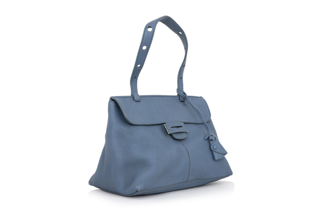 MYRIAM SCHAEFER – A GREY LEATHER ‘LORD’ SHOULDER BAG