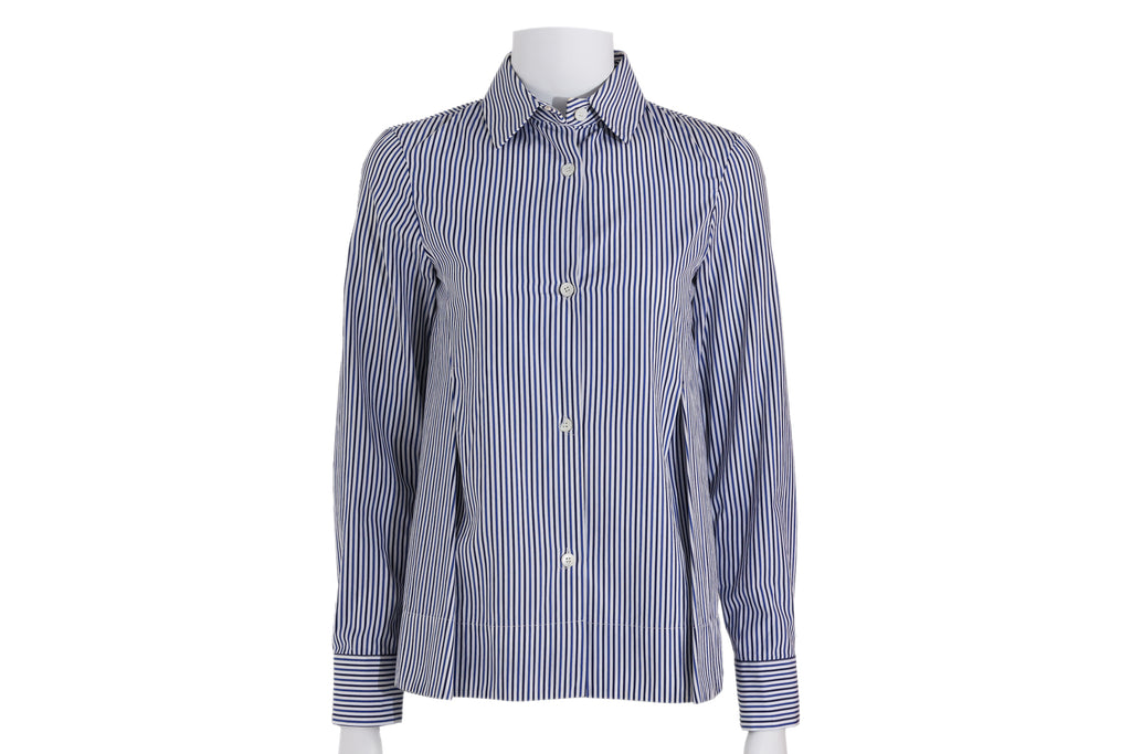 A MARNI BLUE AND WHITE STRIPED BUTTON-UP SHIRT