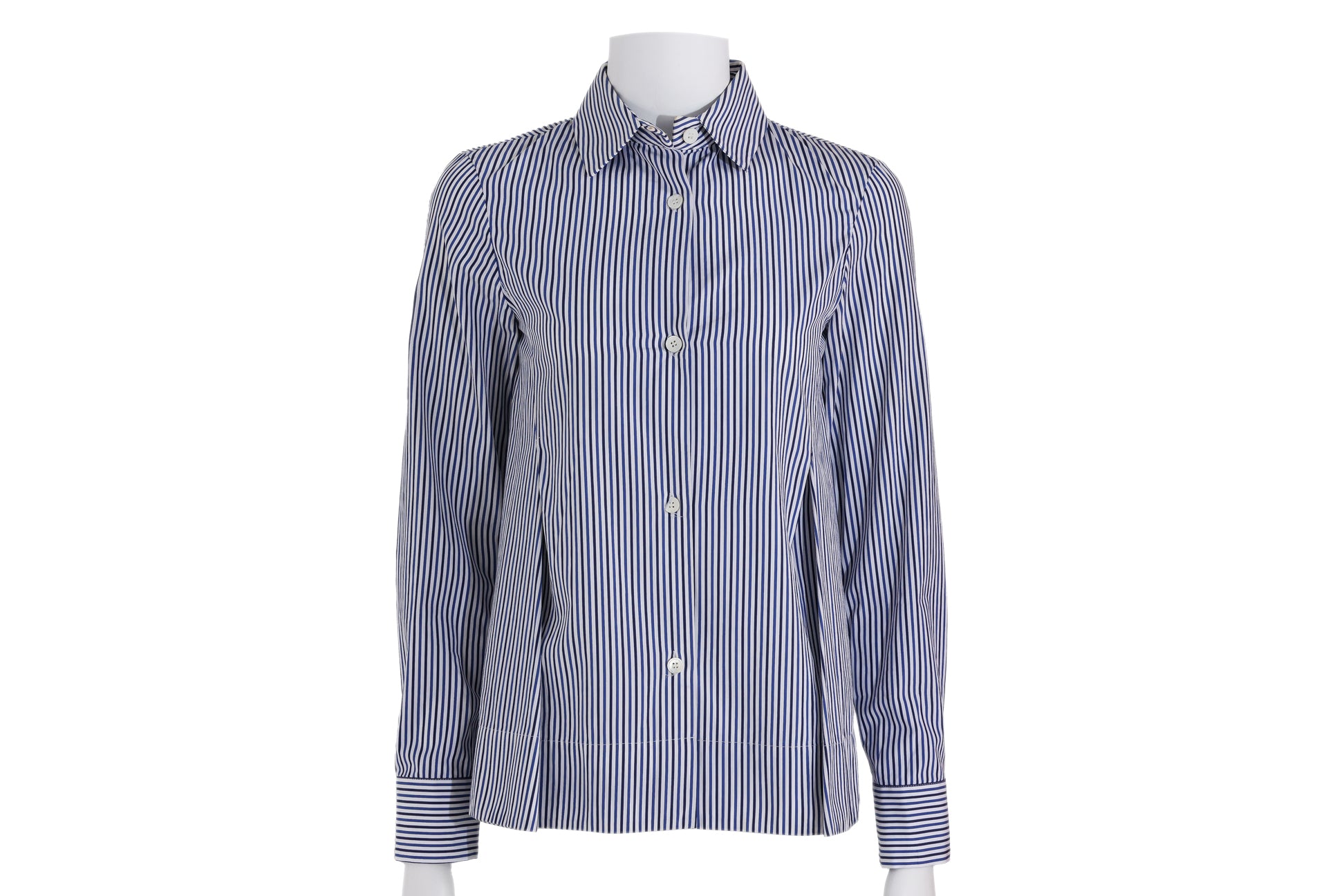 A MARNI BLUE AND WHITE STRIPED BUTTON-UP SHIRT