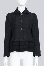 COMME DES GARCONS TRICOT - A 2017 BLACK PLEATED FLORAL EMRBOIDERED JACKET