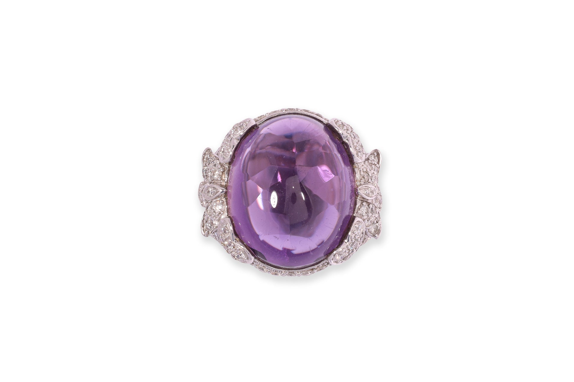 AN AMETHYST AND DIAMOND COCKTAIL RING