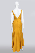 GABRIELA HEART - A YELLOW CASHMERE AND SILK MAXI DRESS