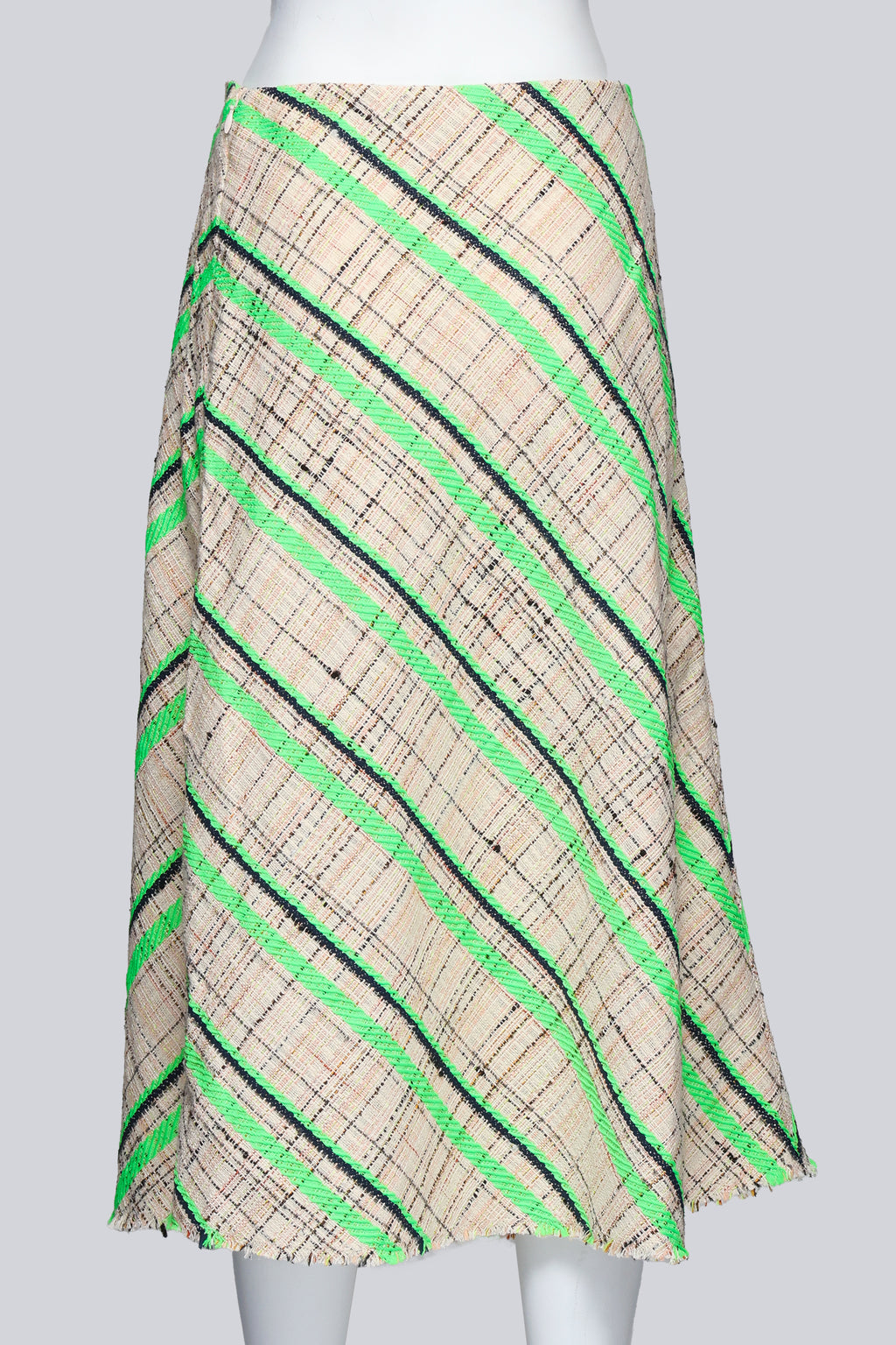 MAISON MARGIELA - A NEON GREEN TARTAN STRIPED SKIRT
