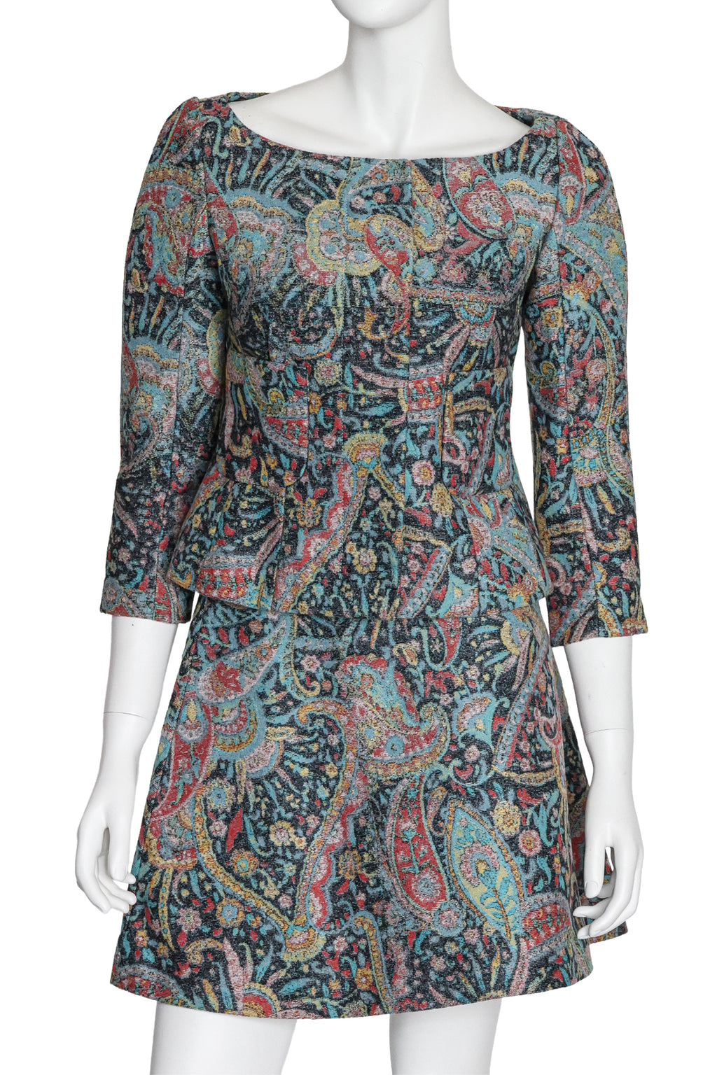 CARVEN - A PAISLEY LONG SLEEVE JACKET AND MINI SKIRT SET