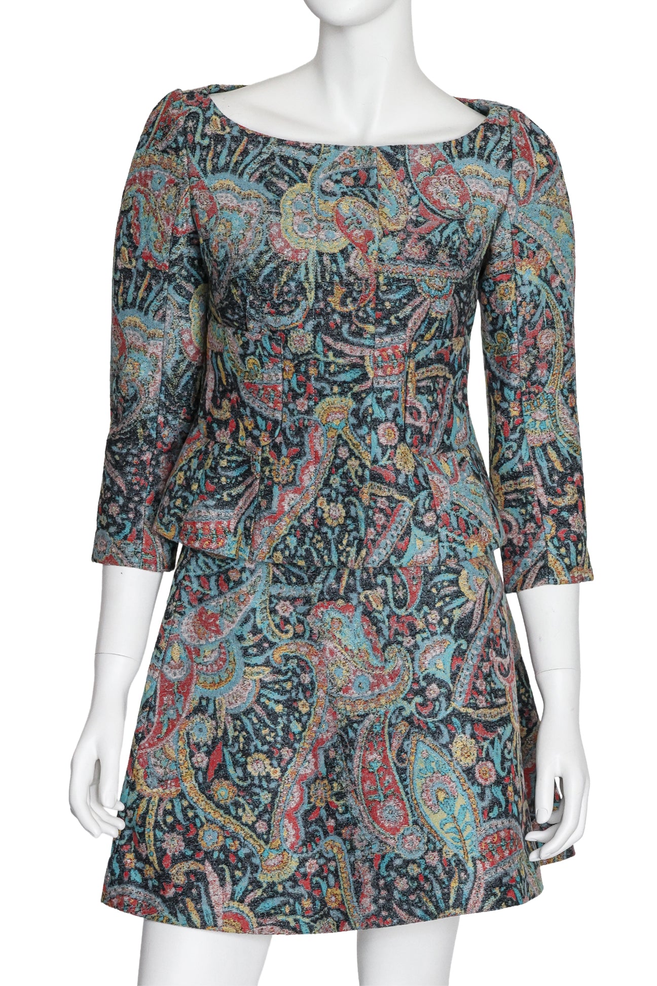 CARVEN - A PAISLEY LONG SLEEVE JACKET AND MINI SKIRT SET