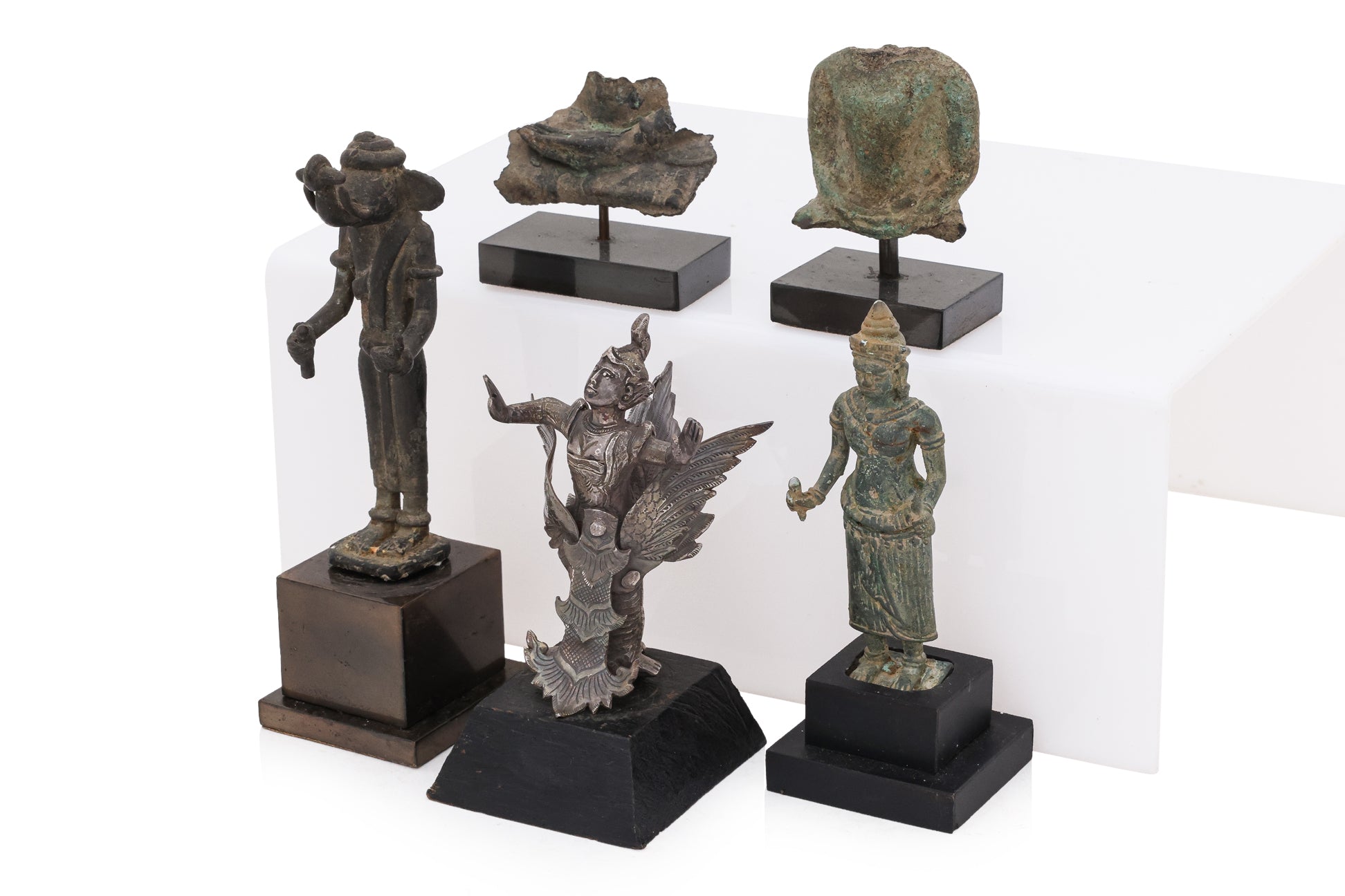 A GROUP OF FIVE SOUTH EAST ASIAN CAST METAL FIGURES