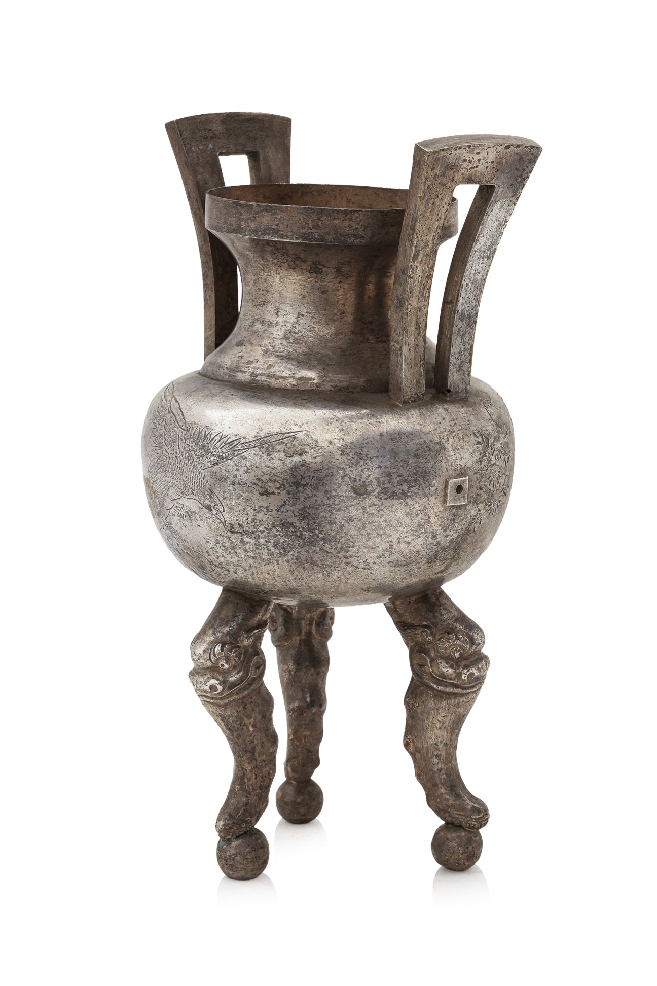 A SILVER PLATED TRIPOD CENSER