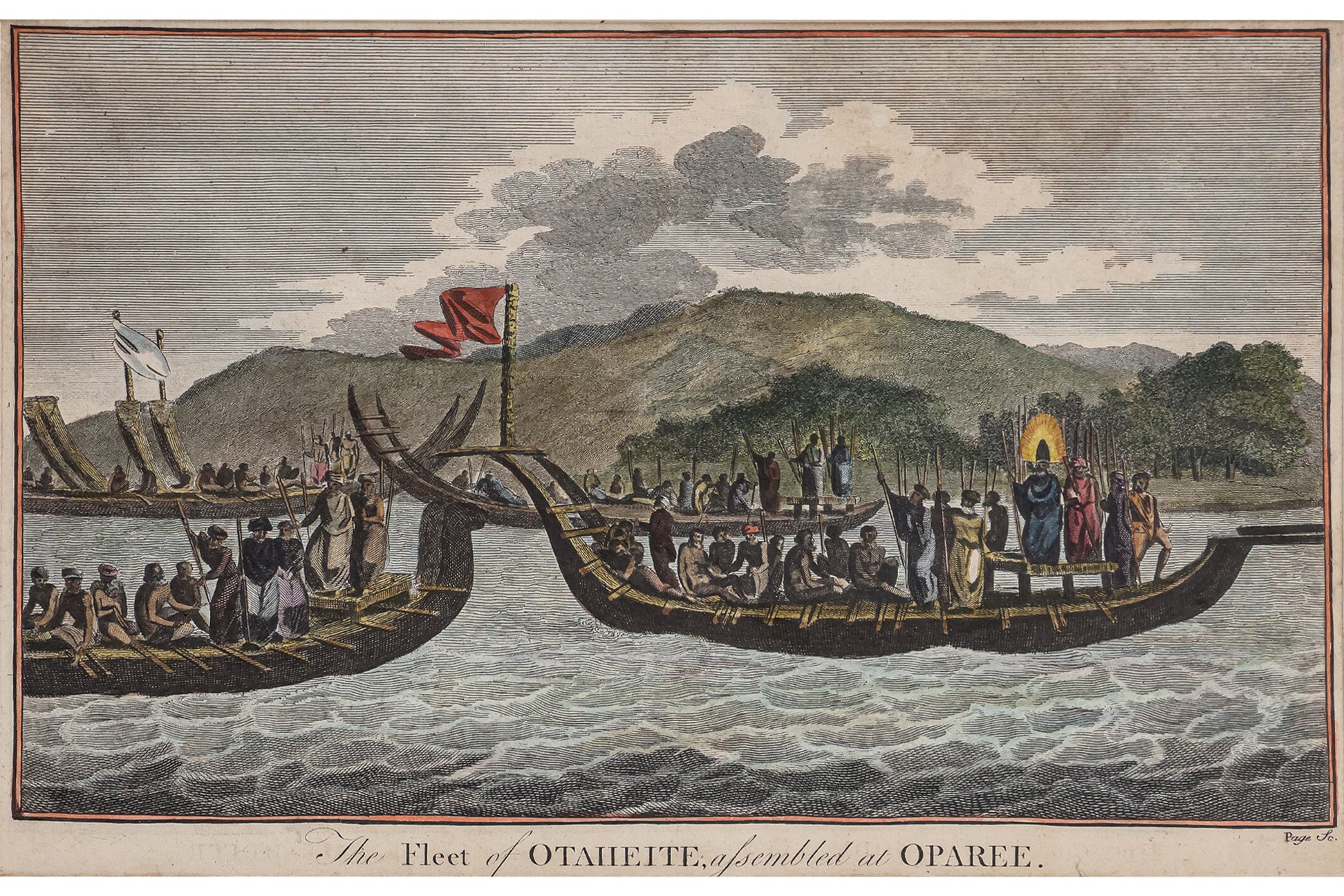 FIVE ENGRAVINGS OF HAWAII AND TAHITI, ...CAPTAIN COOK'S... VOYAGES, GEORGE W ANDERSON, 1784-1786