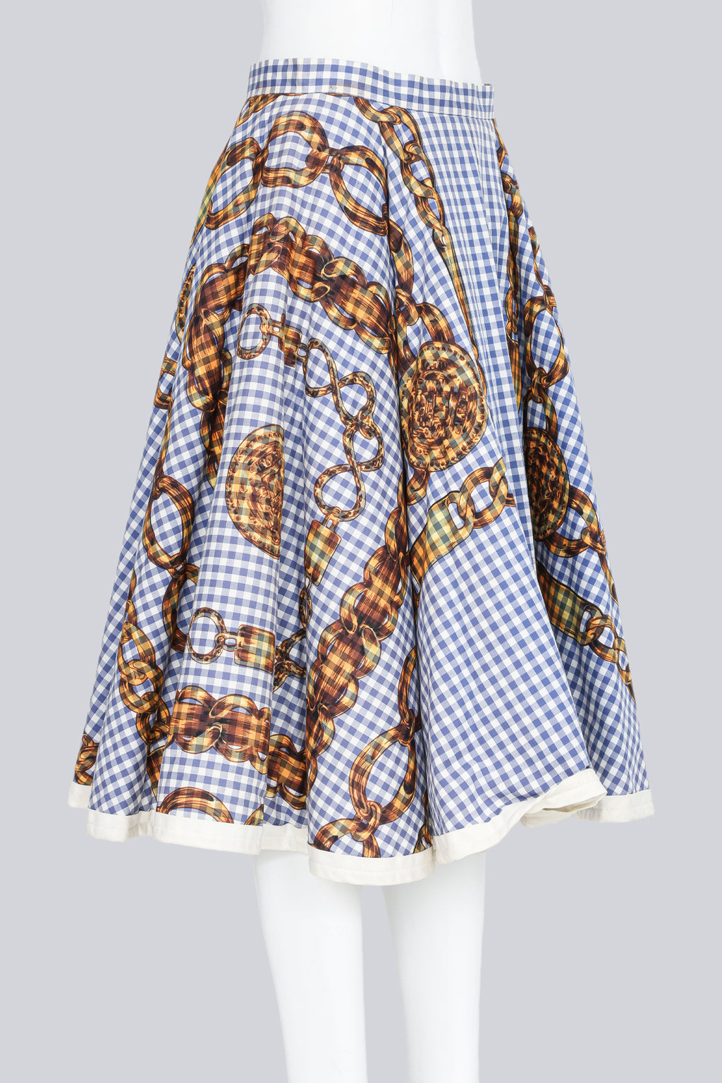 COMME DES GARCONS TRICOT - A CHECKERED GOLD CHAIN PRINT PUFF SKIRT