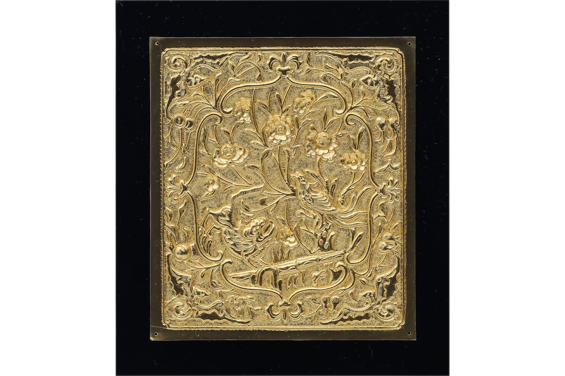 TWO RISIS PERANAKAN STYLE GOLD PLATED PILLOW ENDS