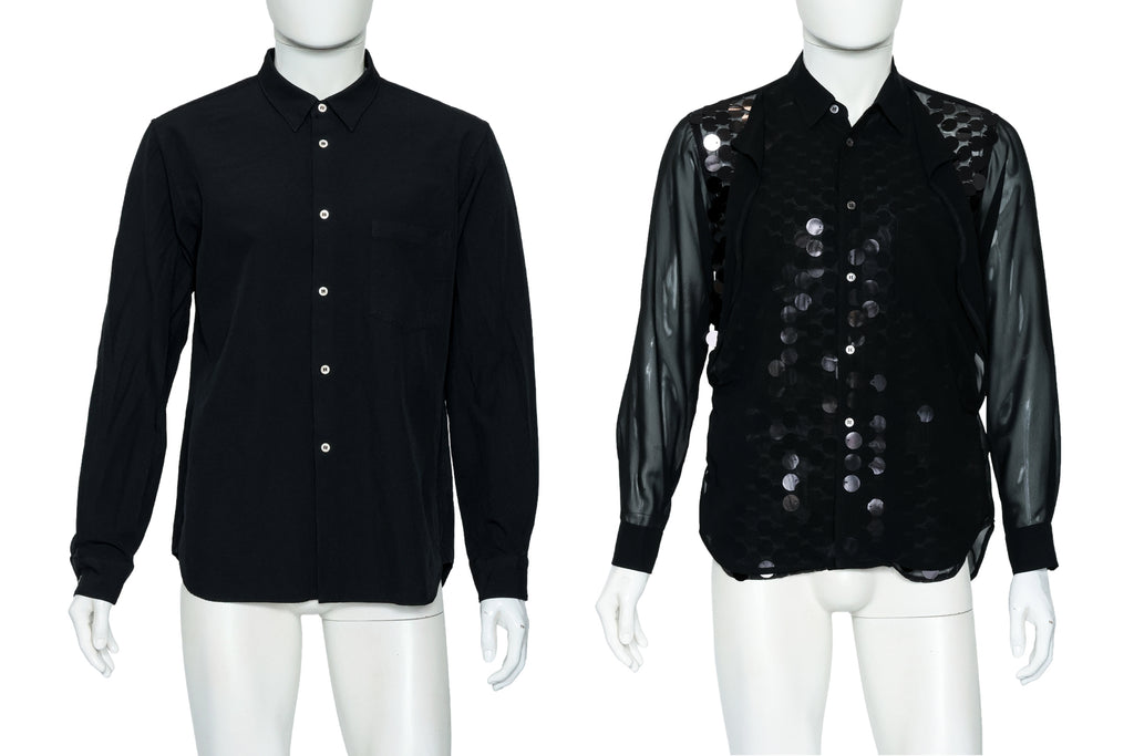COMME DES GARÇONS HOMME PLUS - TWO BUTTON UP SHIRTS INCLUDING ONE WITH SEQUIN DETAILS