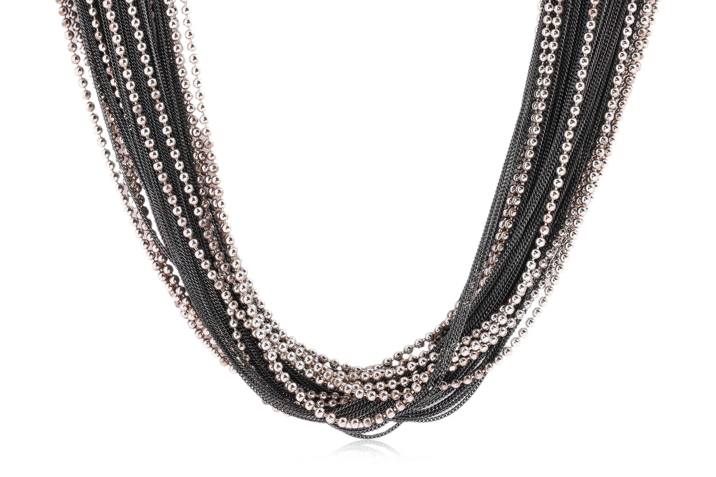 TIFFANY & CO - A SILVER TORSADE MULTI STRAND  NECKLACE