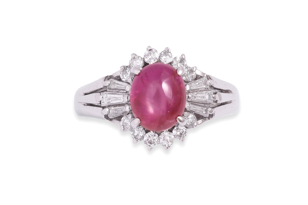 A STAR RUBY AND DIAMOND RING