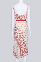BLUGIRL BLUMARINE - A WHITE AND RED FLORAL MIDI DRESS