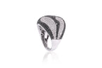 A DIAMOND AND BLACK DIAMOND STYLISED 'SKULL' RING