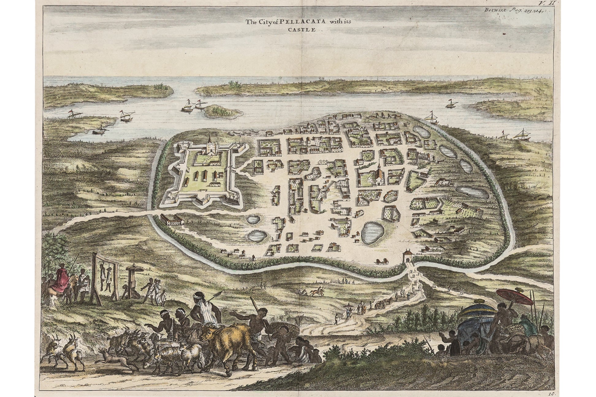 A GROUP OF THREE ENGRAVINGS OF INDIAN TOWNS AND FORTS, JOHAN NIEUHOFF, 1732
