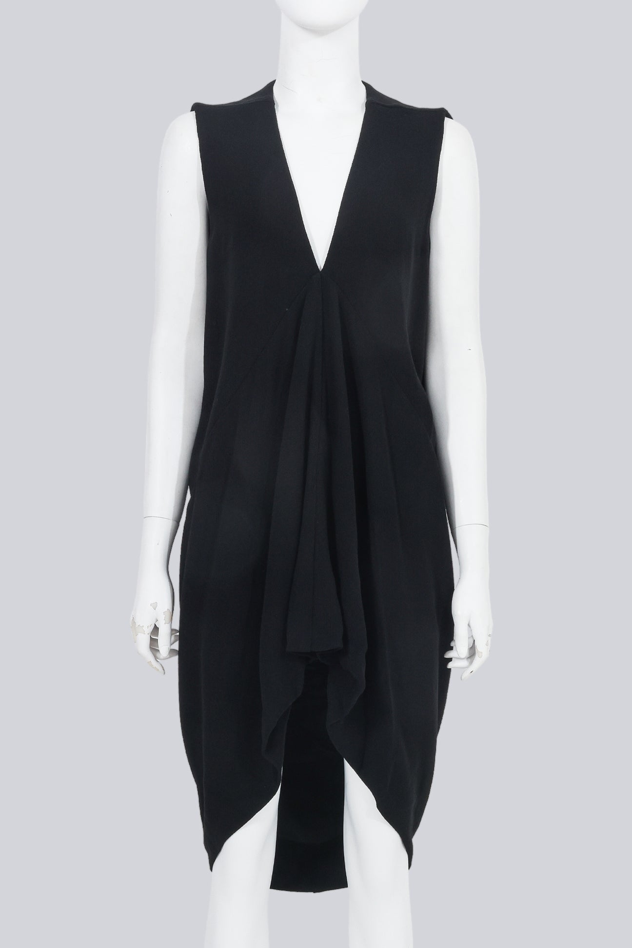 RICK OWENS - 'MOUNTAIN' COLLECTION BLACK SLEEVELESS SHIFT DRESS
