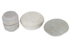 A GROUP OF THREE WHITE GLAZED BOXES AND COVERS