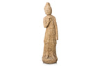 A LARGE CARVED STONE FIGURE OF A STANDING BODHISATTVA