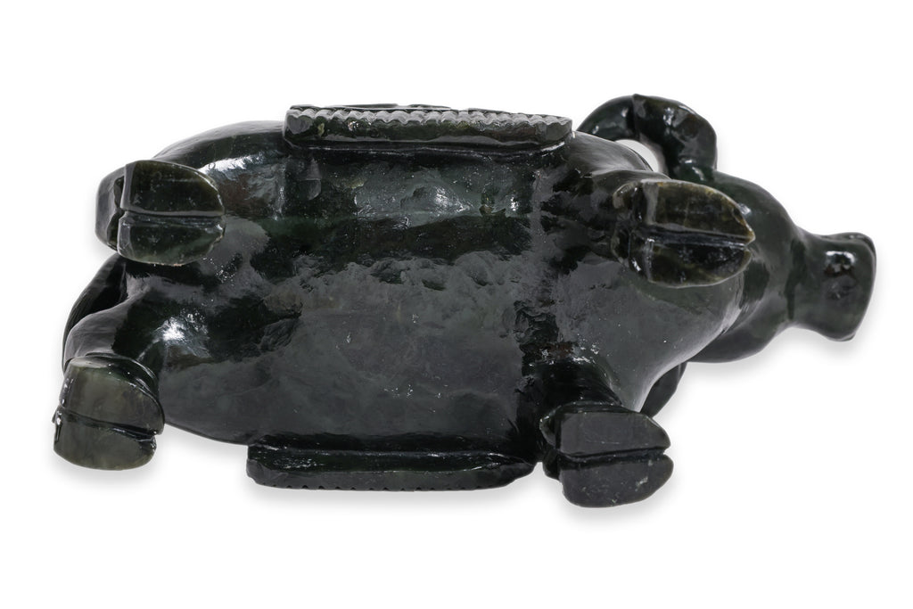 A LARGE SPINACH JADE BUFFALO AND BOY VESSEL