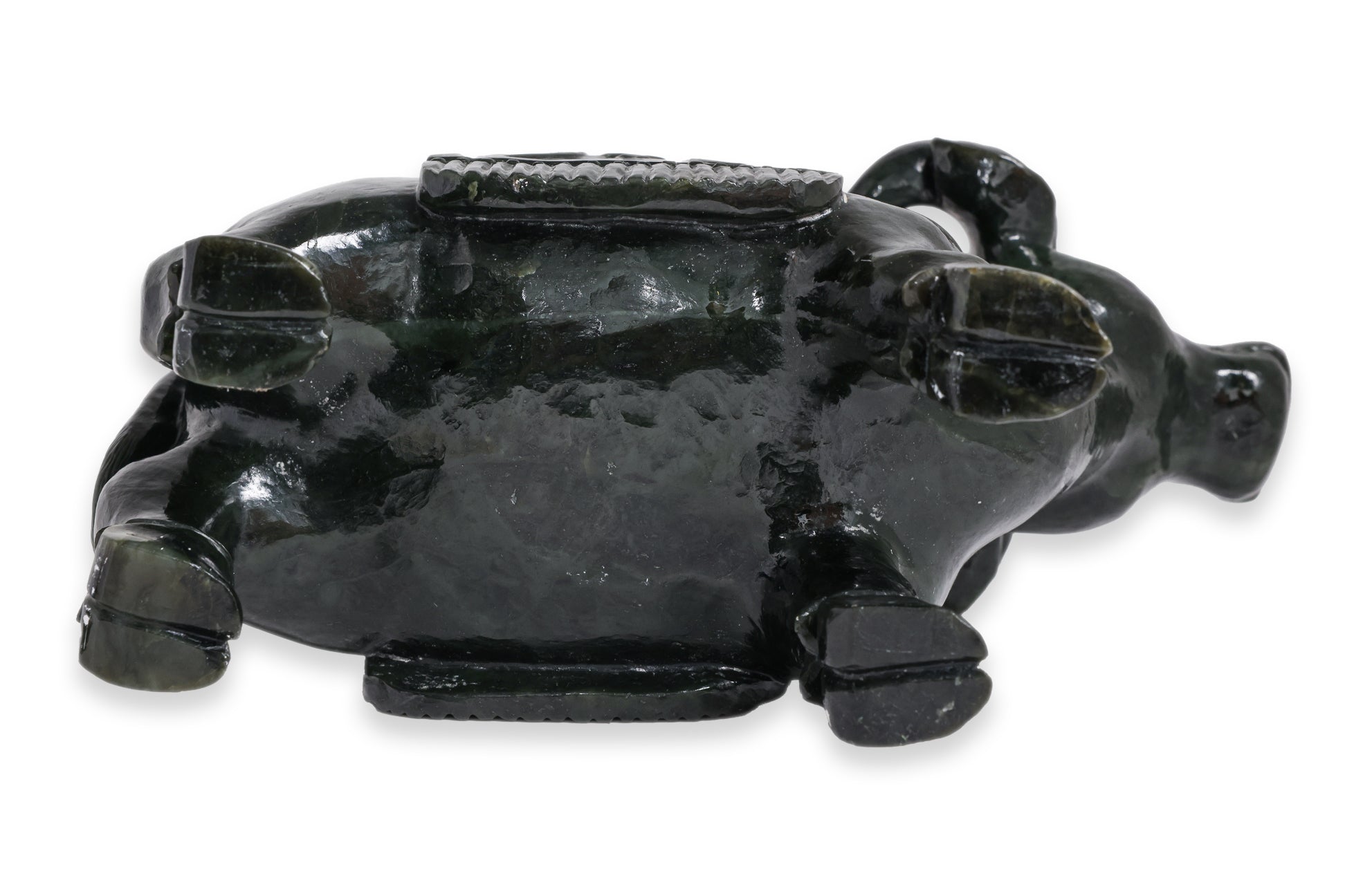 A LARGE SPINACH JADE BUFFALO AND BOY VESSEL