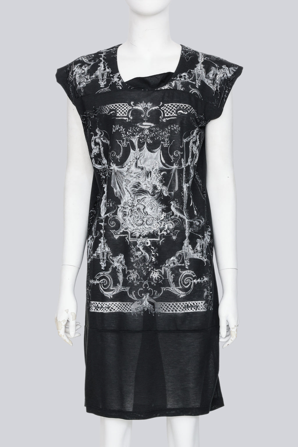 BALENCIAGA.TS - A 2009 SHEER ANCIENT GREECE GOTHIC INSPIRED PRINT DRESS