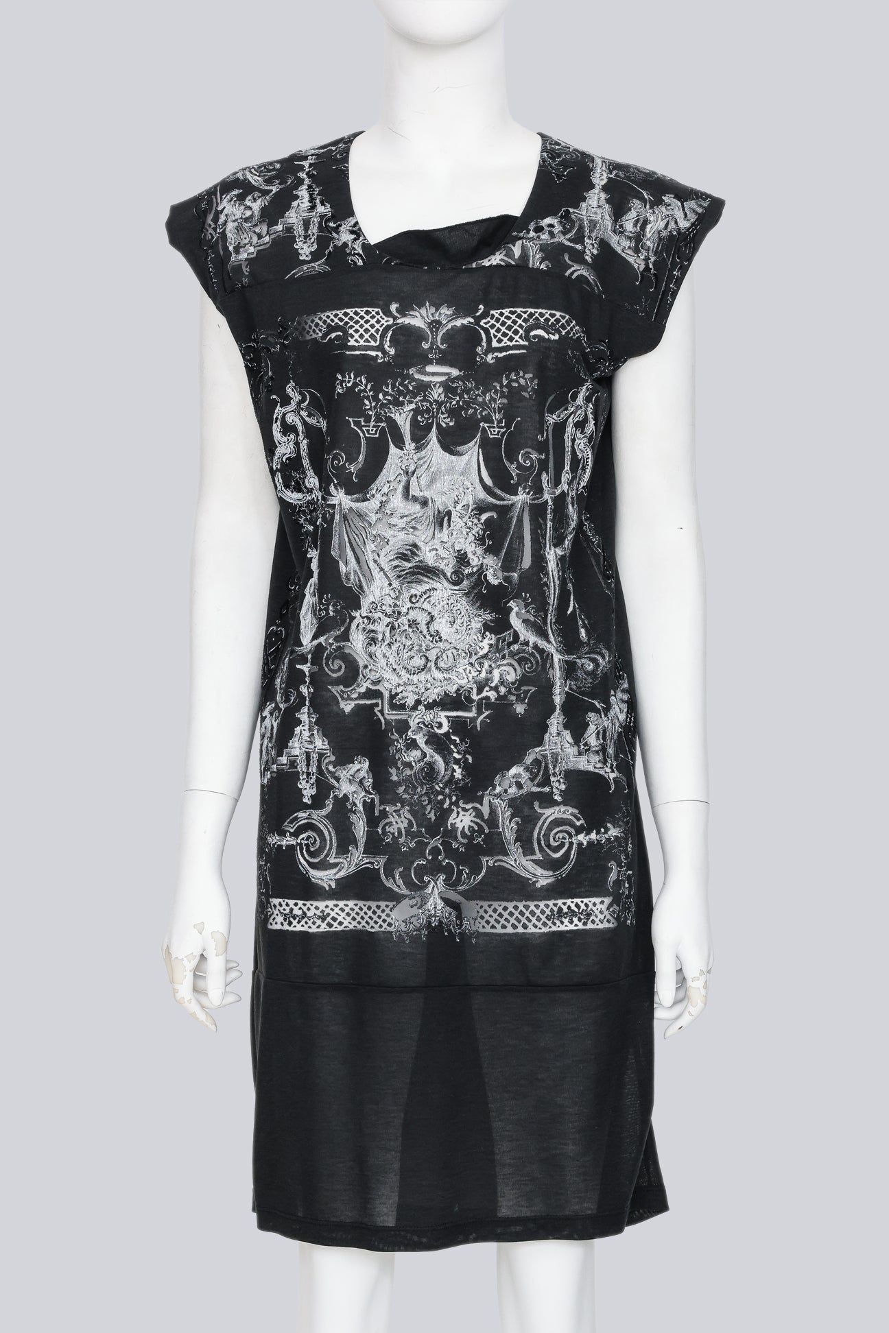 BALENCIAGA.TS - A 2009 SHEER ANCIENT GREECE GOTHIC INSPIRED PRINT DRESS