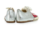 MIHARAYASUHIRO - A PAIR OF RED AND SILVER LOW-TOP TRAINERS