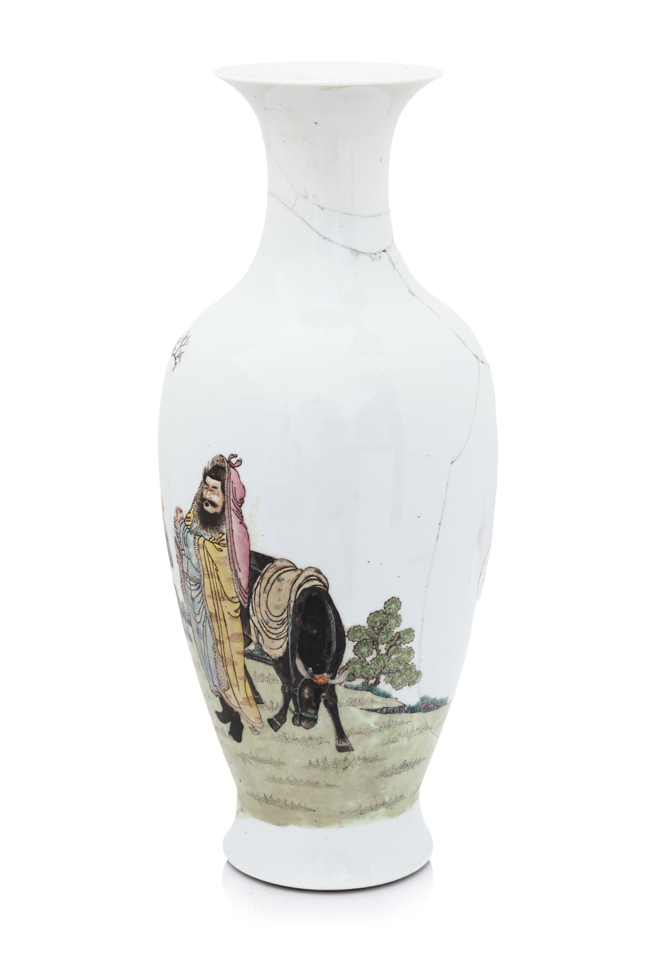 A FAMILLE ROSE PORCELAIN BALUSTER VASE