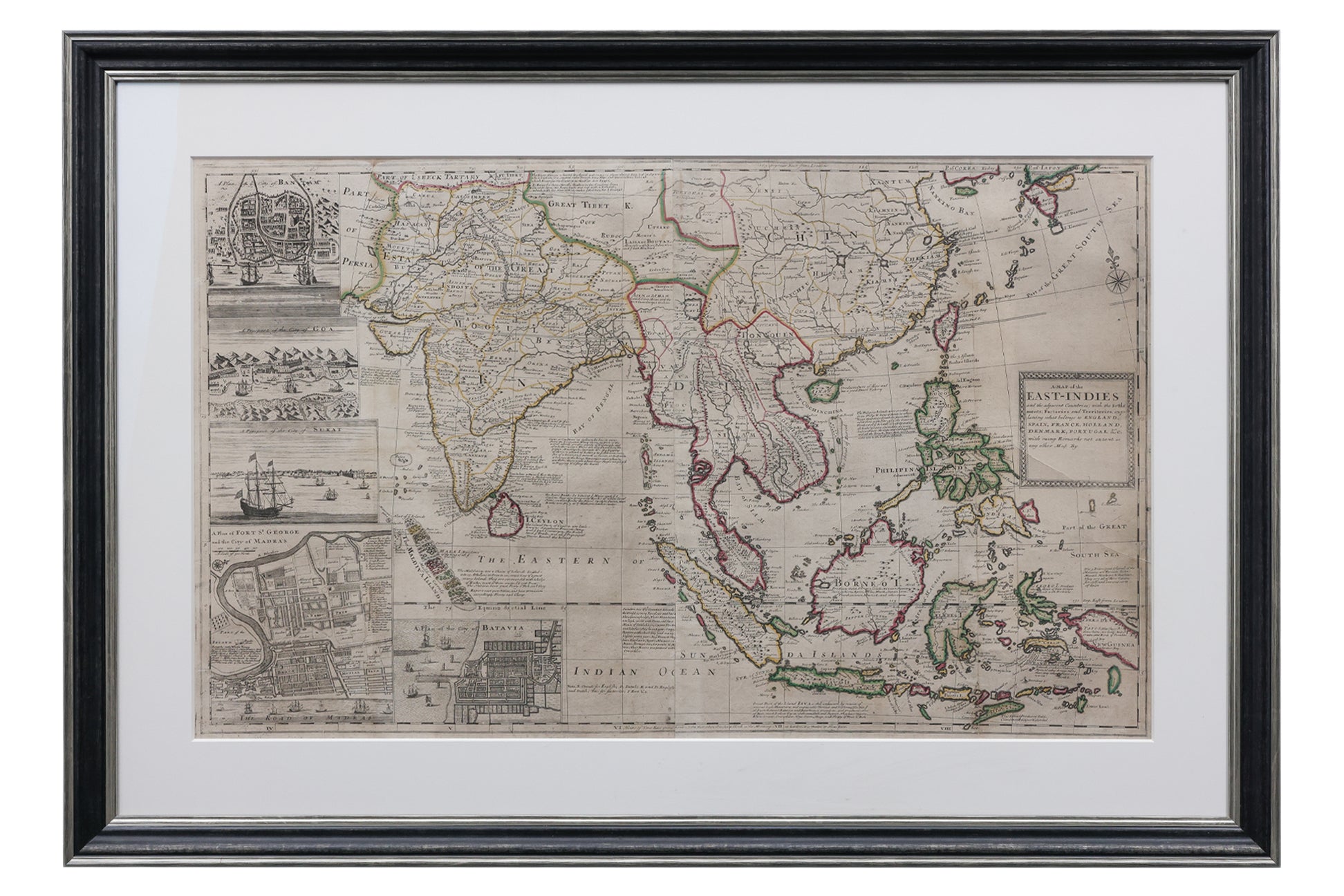 A LARGE EARLY 18TH CENTURY IRISH MAP OF SOUTHEAST ASIA
