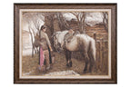 YONG JIN (CHINESE, 20TH CENTURY) - A LADY BESIDE A HORSE