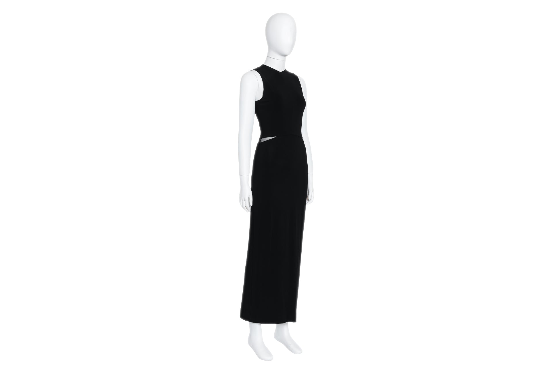 A VERA WANG BLACK SLEEVELESS EVENING GOWN