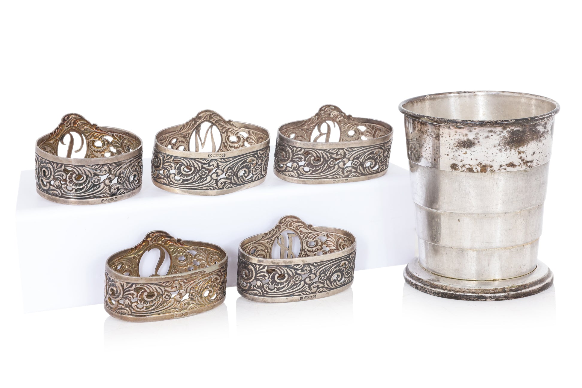 GROUP OF SIX SILVER PLATED ITEMS