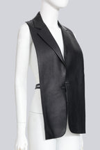 HERMES - A JEAN-PAUL GAULTIER BLACK DEERSKIN LEATHER WAISTCOAT