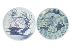 A GROUP OF BLUE AND WHITE PLATES AND A SWEET PEA BOWL