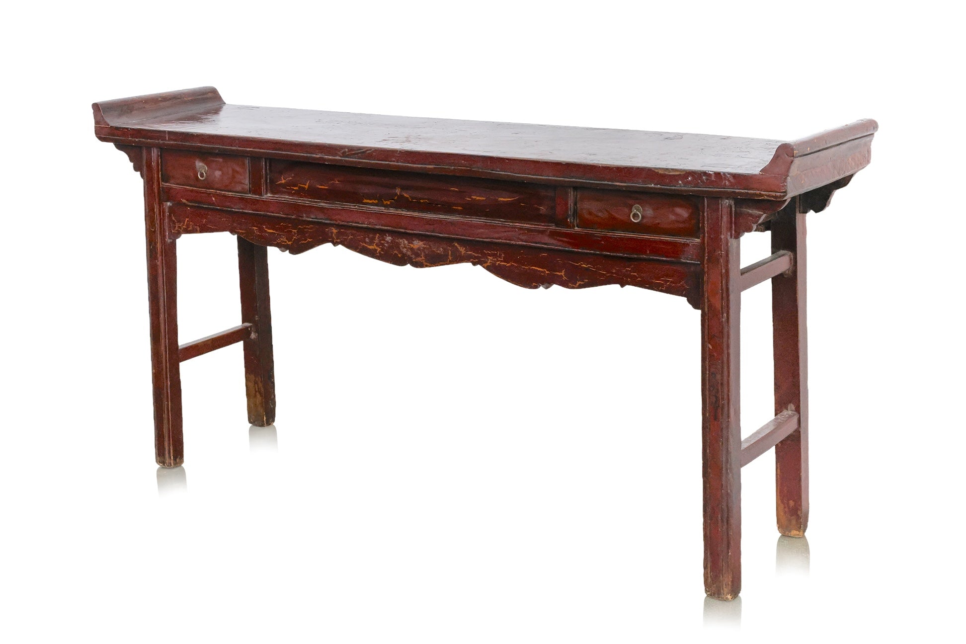 A CHINESE RED LACQUER ALTAR TABLE