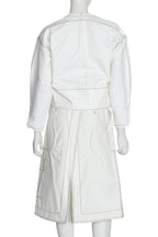 3.1 PHILLIP LIM - A WHITE TOP AND SKIRT ENSEMBLE WITH CONTRAST STITCHING