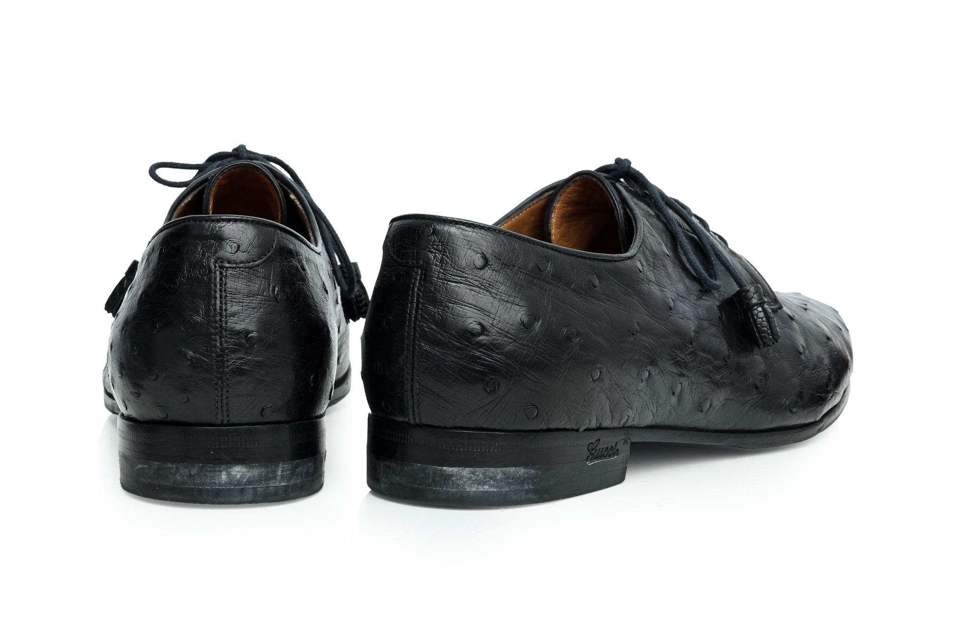 GUCCI - A PAIR OF OSTRICH SHOES