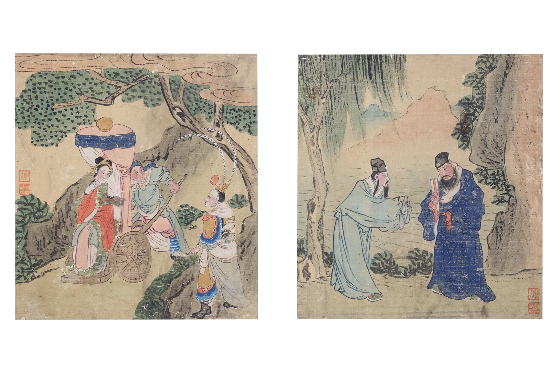 A SET OF FOUR 'THREE KINGDOMS' PAINTINGS