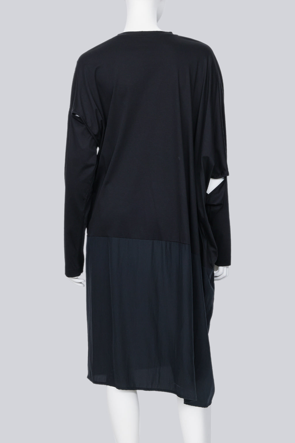 JIL SANDER - A BLACK LONG-SLEEVE TWO-PANEL DRESS