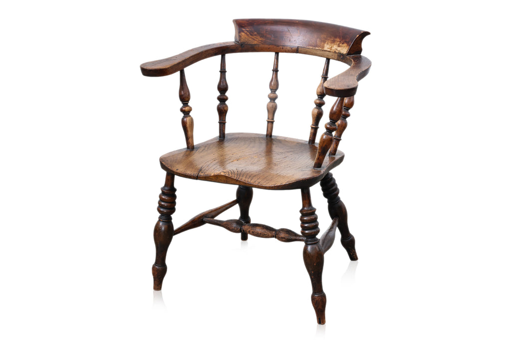 A COLONIAL DUTCH STYLE TEAK FALL FRONT DESK AND CAPTAINS CHAIR
