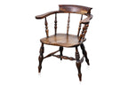A COLONIAL DUTCH STYLE TEAK FALL FRONT DESK AND CAPTAINS CHAIR