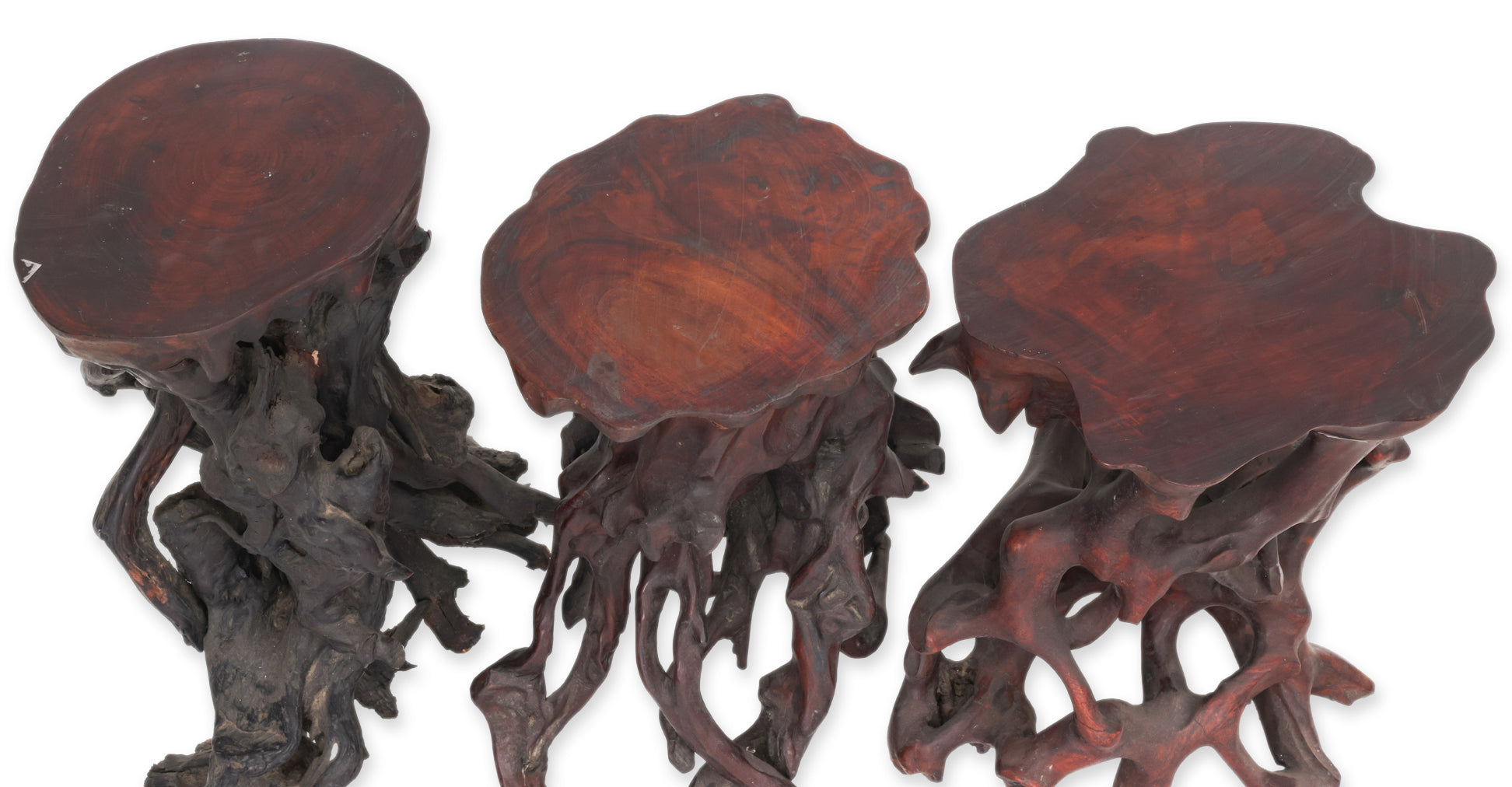 A GROUP OF THREE LARGE ROOT WOOD STANDS